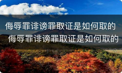 侮辱罪诽谤罪取证是如何取的 侮辱罪诽谤罪取证是如何取的呢