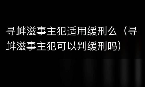 寻衅滋事主犯适用缓刑么（寻衅滋事主犯可以判缓刑吗）