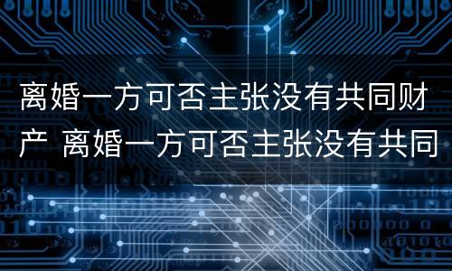 离婚一方可否主张没有共同财产 离婚一方可否主张没有共同财产的债务