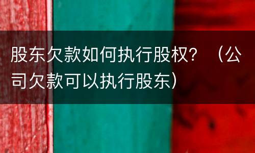 股东欠款如何执行股权？（公司欠款可以执行股东）