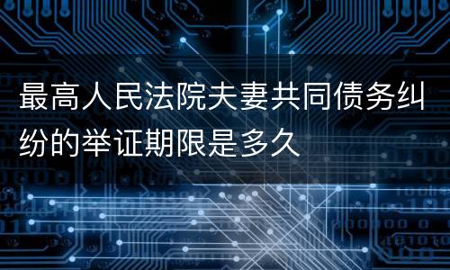 最高人民法院夫妻共同债务纠纷的举证期限是多久