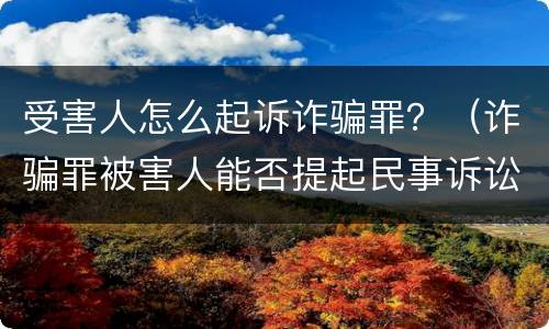 受害人怎么起诉诈骗罪？（诈骗罪被害人能否提起民事诉讼）