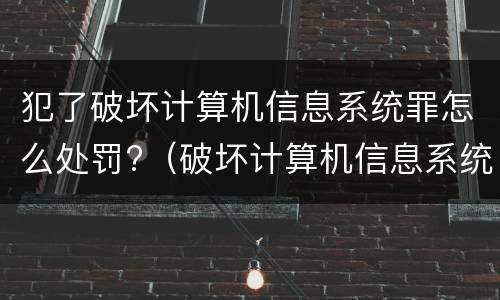 犯了破坏计算机信息系统罪怎么处罚?（破坏计算机信息系统罪的犯罪构成）