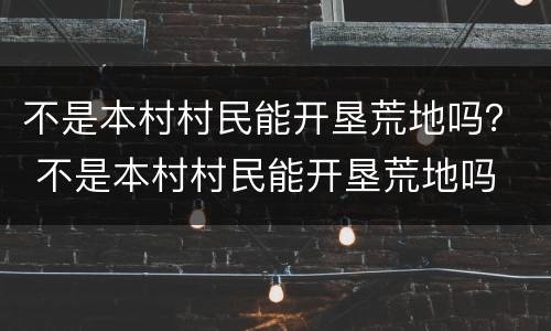 不是本村村民能开垦荒地吗？ 不是本村村民能开垦荒地吗