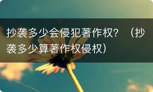 抄袭多少会侵犯著作权？（抄袭多少算著作权侵权）