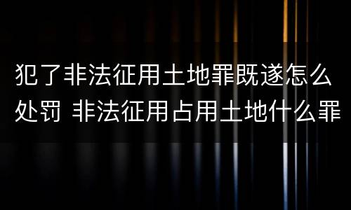 犯了非法征用土地罪既遂怎么处罚 非法征用占用土地什么罪