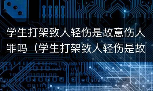 学生打架致人轻伤是故意伤人罪吗（学生打架致人轻伤是故意伤人罪吗判多少年）