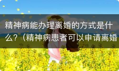 精神病能办理离婚的方式是什么?（精神病患者可以申请离婚吗）