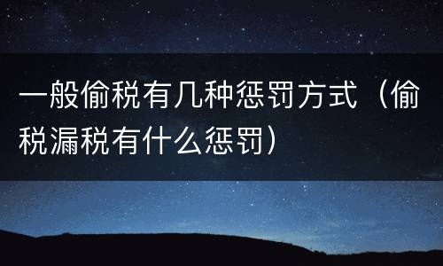 一般偷税有几种惩罚方式（偷税漏税有什么惩罚）