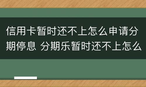 信用卡暂时还不上怎么申请分期停息 分期乐暂时还不上怎么办