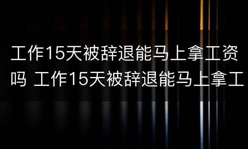 工作15天被辞退能马上拿工资吗 工作15天被辞退能马上拿工资吗请问