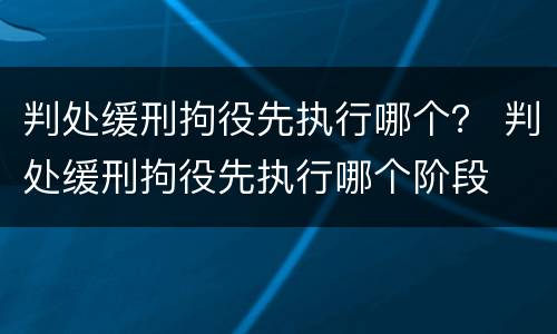 判处缓刑拘役先执行哪个？ 判处缓刑拘役先执行哪个阶段
