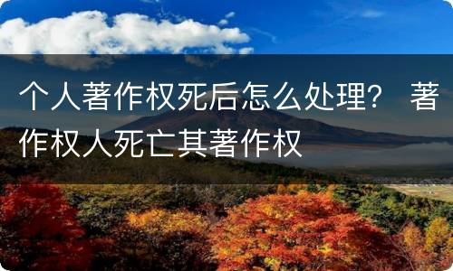 个人著作权死后怎么处理？ 著作权人死亡其著作权