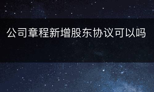 公司章程新增股东协议可以吗