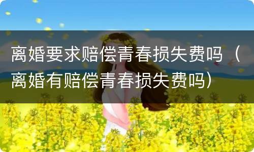 离婚要求赔偿青春损失费吗（离婚有赔偿青春损失费吗）