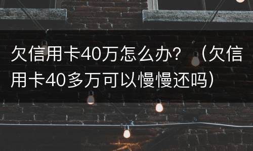 欠信用卡40万怎么办？（欠信用卡40多万可以慢慢还吗）