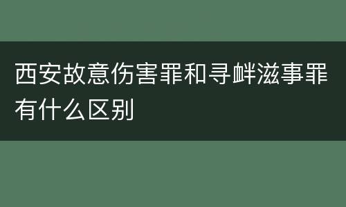 西安故意伤害罪和寻衅滋事罪有什么区别