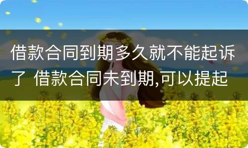 借款合同到期多久就不能起诉了 借款合同未到期,可以提起诉讼吗?