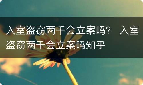 入室盗窃两千会立案吗？ 入室盗窃两千会立案吗知乎