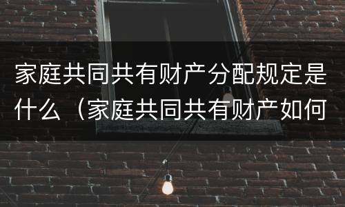 家庭共同共有财产分配规定是什么（家庭共同共有财产如何分割）
