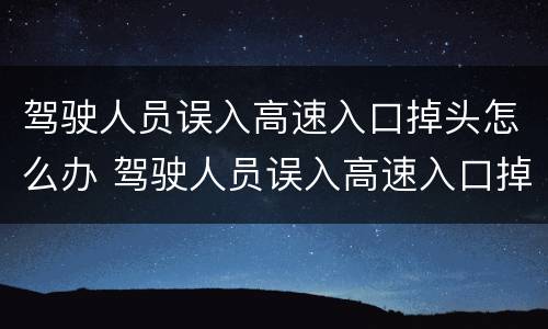 驾驶人员误入高速入口掉头怎么办 驾驶人员误入高速入口掉头怎么办呢