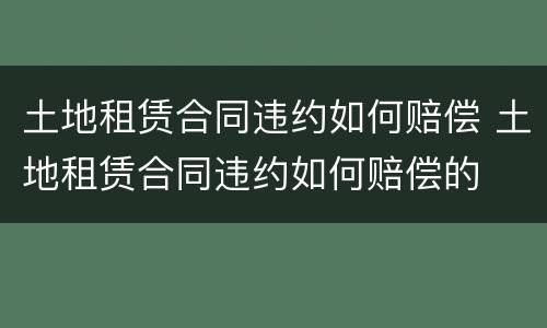 土地租赁合同违约如何赔偿 土地租赁合同违约如何赔偿的