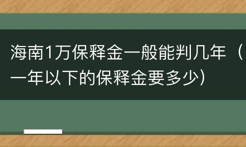 海南1万保释金一般能判几年（一年以下的保释金要多少）