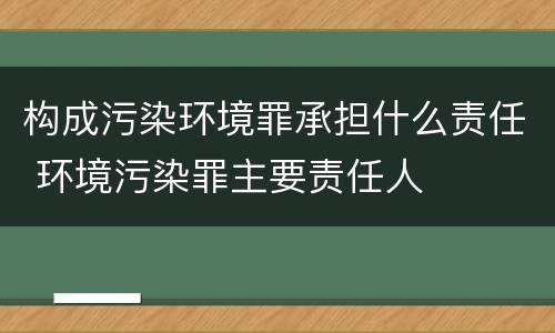 构成污染环境罪承担什么责任 环境污染罪主要责任人