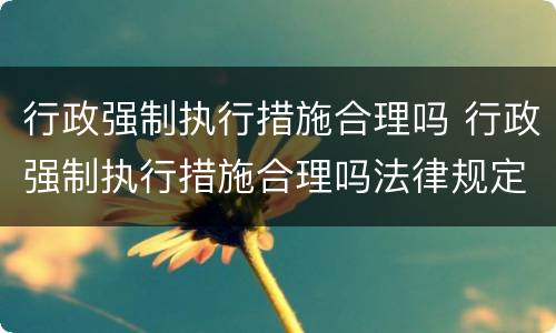 行政强制执行措施合理吗 行政强制执行措施合理吗法律规定