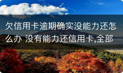 欠信用卡逾期确实没能力还怎么办 没有能力还信用卡,全部逾期了怎么办