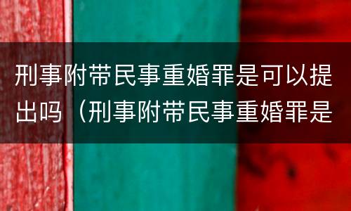 刑事附带民事重婚罪是可以提出吗（刑事附带民事重婚罪是可以提出吗判几年）