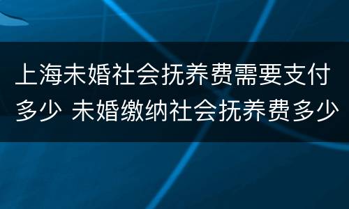 上海未婚社会抚养费需要支付多少 未婚缴纳社会抚养费多少钱