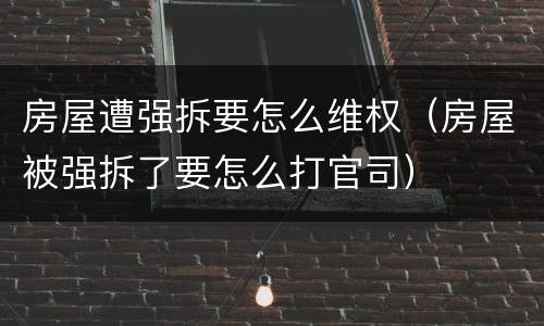 房屋遭强拆要怎么维权（房屋被强拆了要怎么打官司）