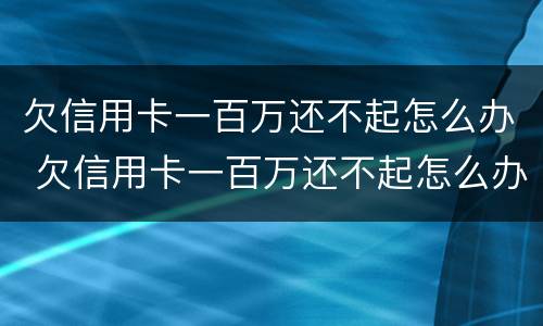欠信用卡一百万还不起怎么办 欠信用卡一百万还不起怎么办呀
