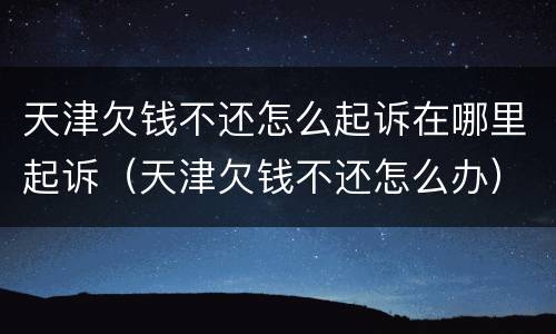 天津欠钱不还怎么起诉在哪里起诉（天津欠钱不还怎么办）
