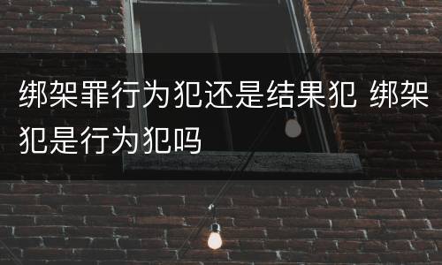 绑架罪行为犯还是结果犯 绑架犯是行为犯吗