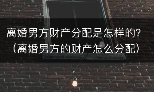 离婚男方财产分配是怎样的？（离婚男方的财产怎么分配）