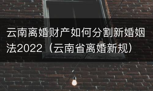 云南离婚财产如何分割新婚姻法2022（云南省离婚新规）