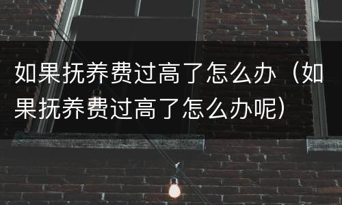 如果抚养费过高了怎么办（如果抚养费过高了怎么办呢）