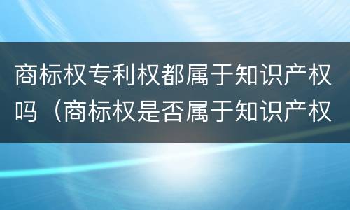 商标权专利权都属于知识产权吗（商标权是否属于知识产权）