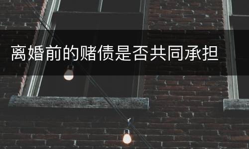 离婚前的赌债是否共同承担
