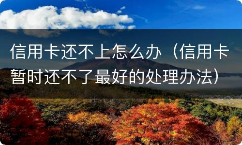 信用卡还不上怎么办（信用卡暂时还不了最好的处理办法）