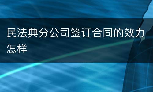 民法典分公司签订合同的效力怎样
