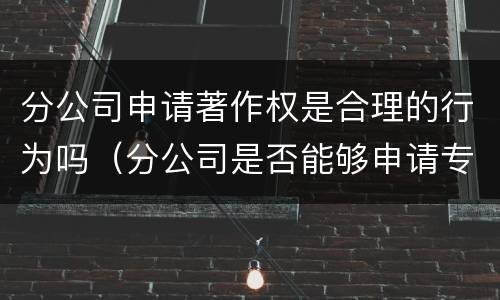 分公司申请著作权是合理的行为吗（分公司是否能够申请专利）
