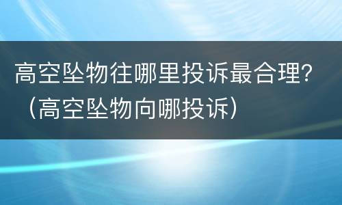 高空坠物往哪里投诉最合理？（高空坠物向哪投诉）