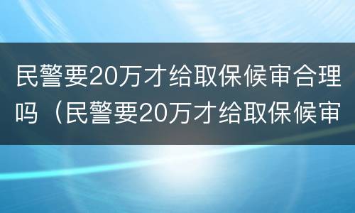 民警要20万才给取保候审合理吗（民警要20万才给取保候审合理吗知乎）