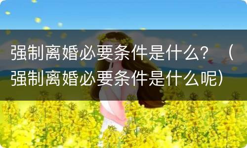 强制离婚必要条件是什么？（强制离婚必要条件是什么呢）