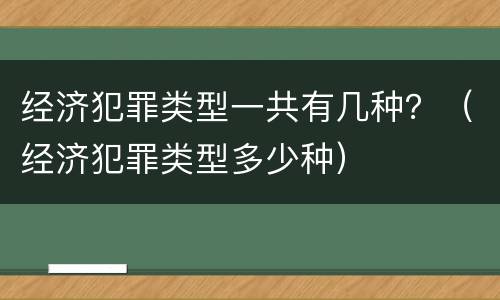 经济犯罪类型一共有几种？（经济犯罪类型多少种）
