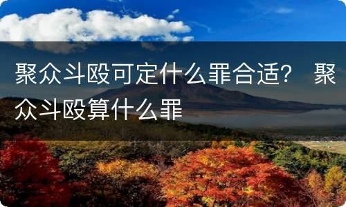 聚众斗殴可定什么罪合适？ 聚众斗殴算什么罪