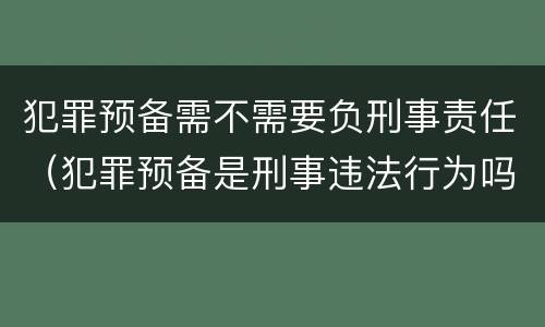 犯罪预备需不需要负刑事责任（犯罪预备是刑事违法行为吗）
